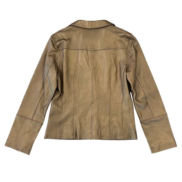 CAbi Metallic Gold Leather Blazer Jacket - SIZE 8 - Picture 3 of 11